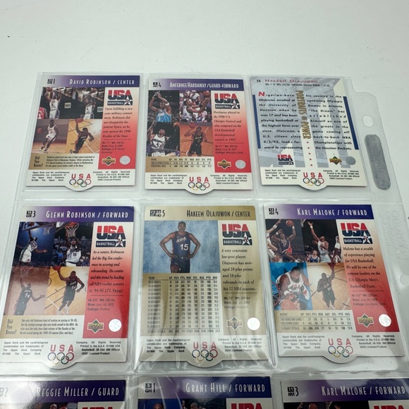 USA Olympics 90's Men's Basketball 18 card lot w/ 96 Silver Foil Olajuwon - Picture 11 of 12